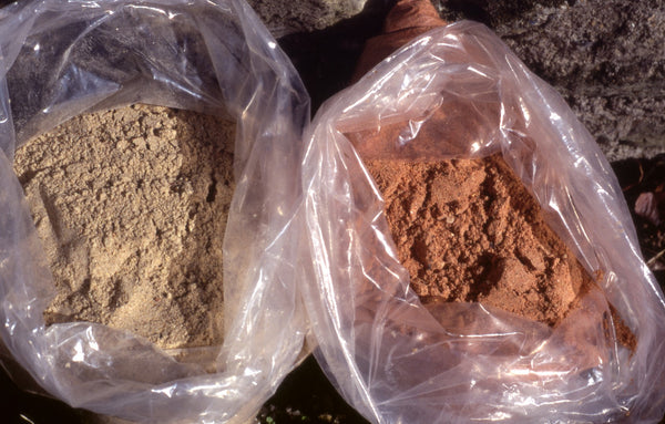 Two clear bags filled with fishing bait.